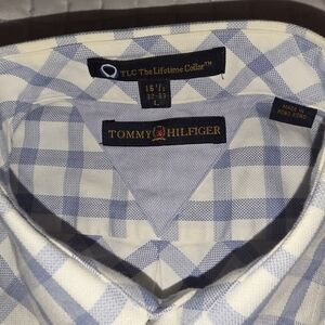 Tommy Hilfiger Light Blue Plaid Dress Shirt